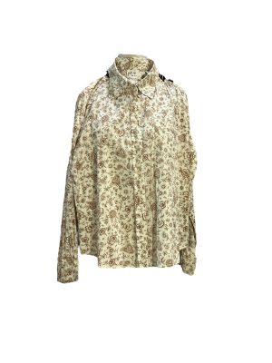 White and Brown Floral Shirt -Rental