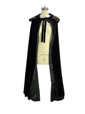 Black Velvet Cape with Jeweled Collar -Rental