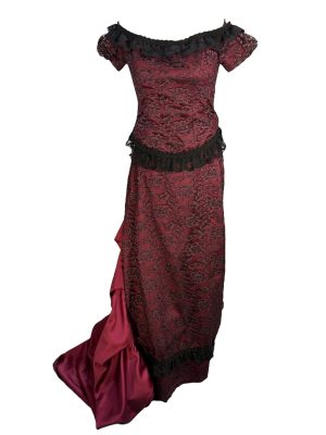 (2pc) Plum Dress with Black Lace -Rental