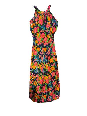 Neon Flower Halter Dress -Rental