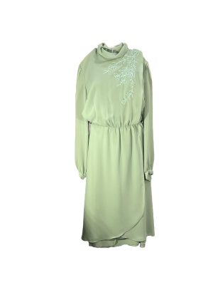 Long Sleeve Seafoam Chiffon Dress -Rental