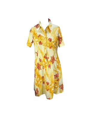 Gold Brush Floral Dress -Rental