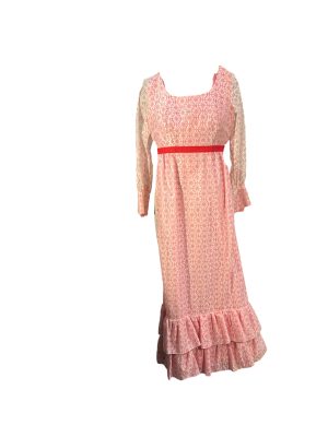 Long Sleeve Pink Flower Dress -Rental