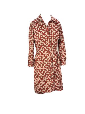 Red Circle Pattern Long Sleeve Dress -Rental