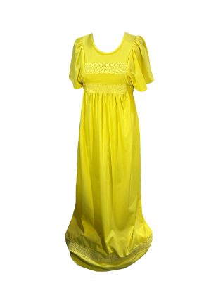 Yellow Short Sleeve Dress with Crochet Trim -Rental