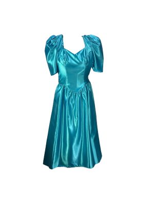 Blue Satin Dress with Back Bow -Rental