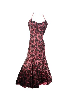 Pink and Black Lace Prom Dress -Rental