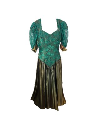Green Satin & Lace Dress -Rental