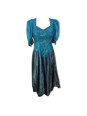 Blue Satin & Lace Dress -Rental