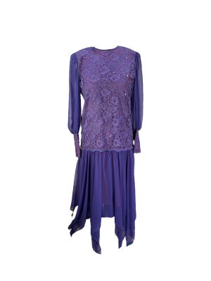 Purple Chiffon & Lace Dress with Rhinestones -Rental