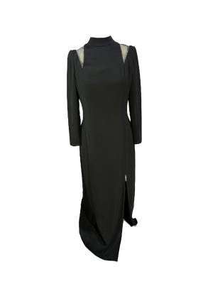 Black Dress with Shear Fabric and Rhinestone Inserts -Rental