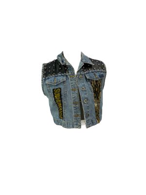 Leopard and Denim Studded Vest -Rental