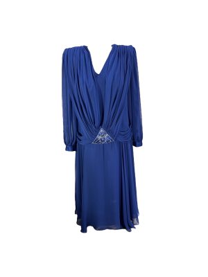 Blue Chiffon Dress with Beaded Waist -Rental