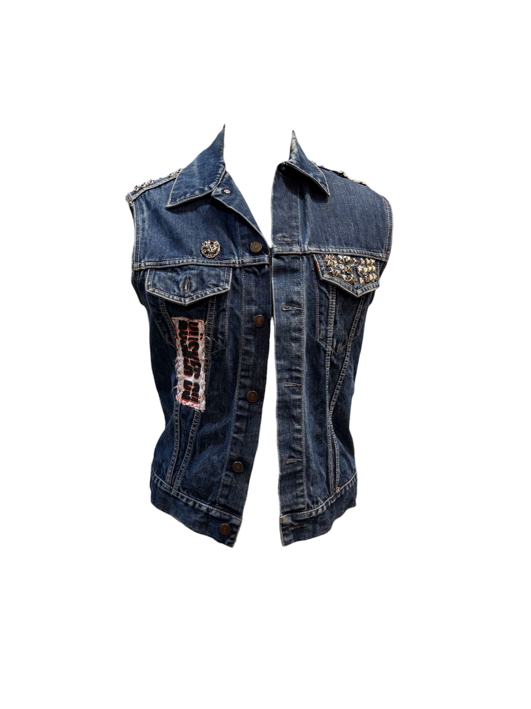 Eddie Patched + Studded Jean Vest -Rental