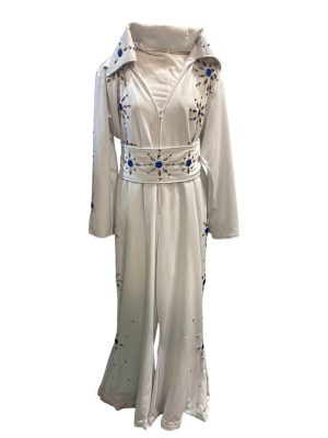 White and Silver Elvis Jumpsuit -Rental