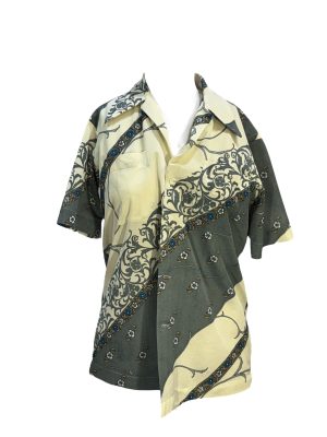 Grey/White 70's Shirt -Rental