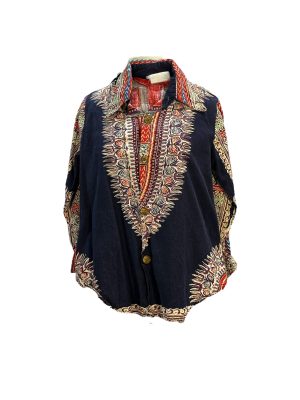 Navy Shirt with Multicolor Design -Rental