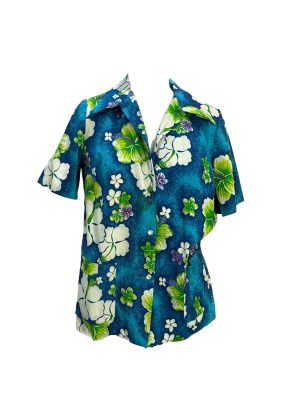 Mottled Blue Hawaiian Shirt -Rental