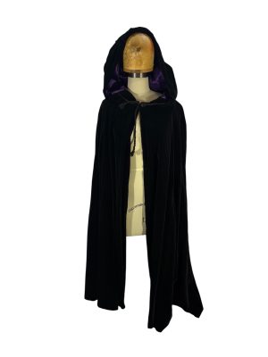 Black Velvet Cape with Purple Lining -Rental