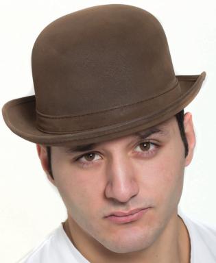 Brown Leather Like Bowler (Bin:43)