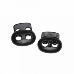 2pc Black Flat Cord Stop - 2 Hole