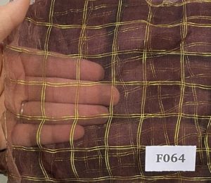 F064 Brown Metallic Gold Plaid