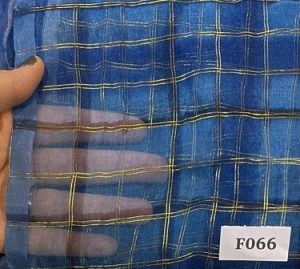 F066 Blue Metallic Gold Plaid