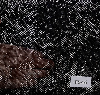 F546 Black Silver Floral Illusion