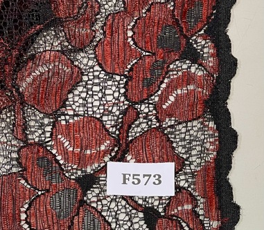 F573 Black Red Floral Lace