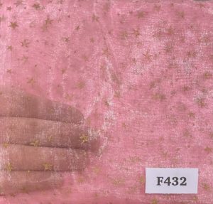 F432 Baby Pink Gold Star Organza