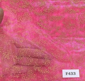 F433 Bright Pink Gold Splatter Organza