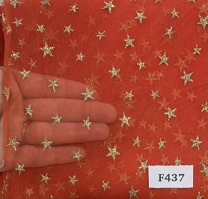F437 Orange Gold Star Organza
