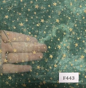 F443 Green Gold Star Organza
