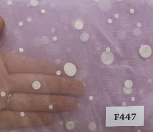 F447 Lilac White Spots Organza