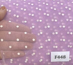 F448 Lilac White Dots Organza