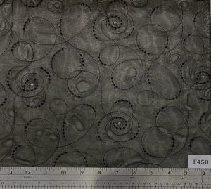F450 Black Stitched Swirls Organza