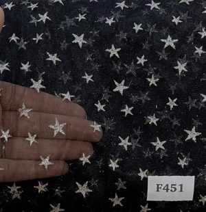 F451 Black Silver Star Organza