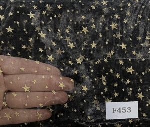F453 Black Small Gold Star Organza