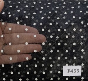 F455 Black White Dots Organza