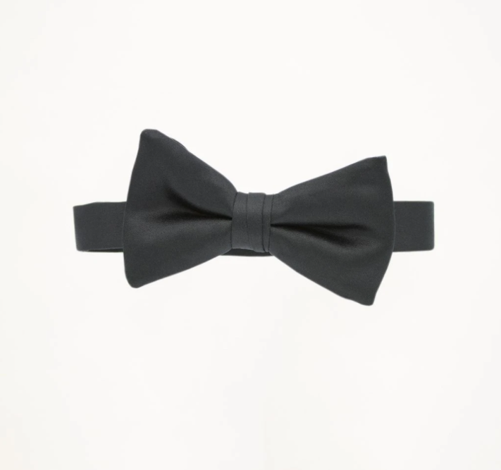 Black Silk Satin Bow-Tie, Ready-Tied - Dege & Skinner | Savile Row