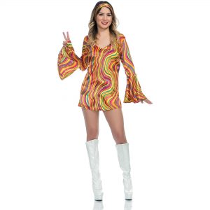Women's Tangerine 70s Disco Queen Short Skirt Costume