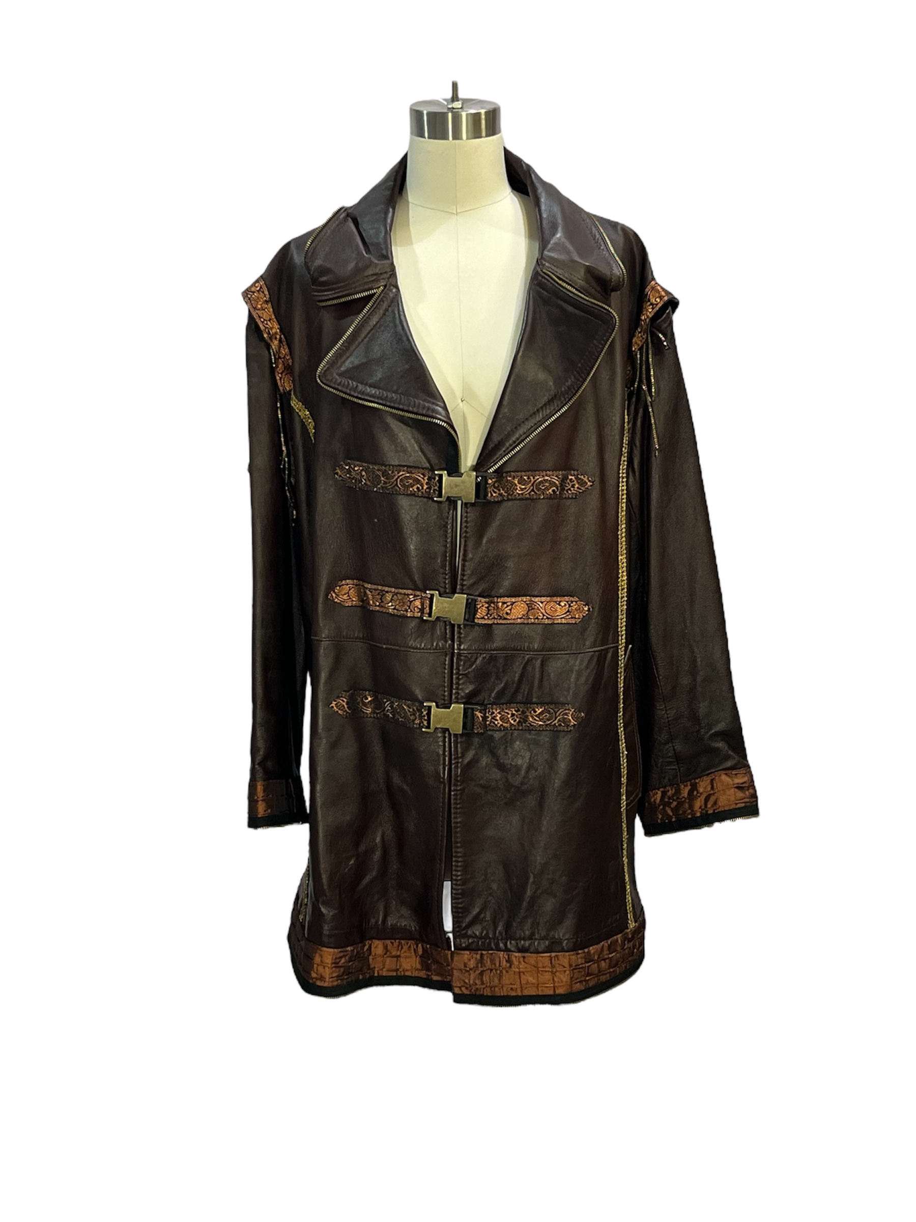 Long Brown Leather Coat -Rental