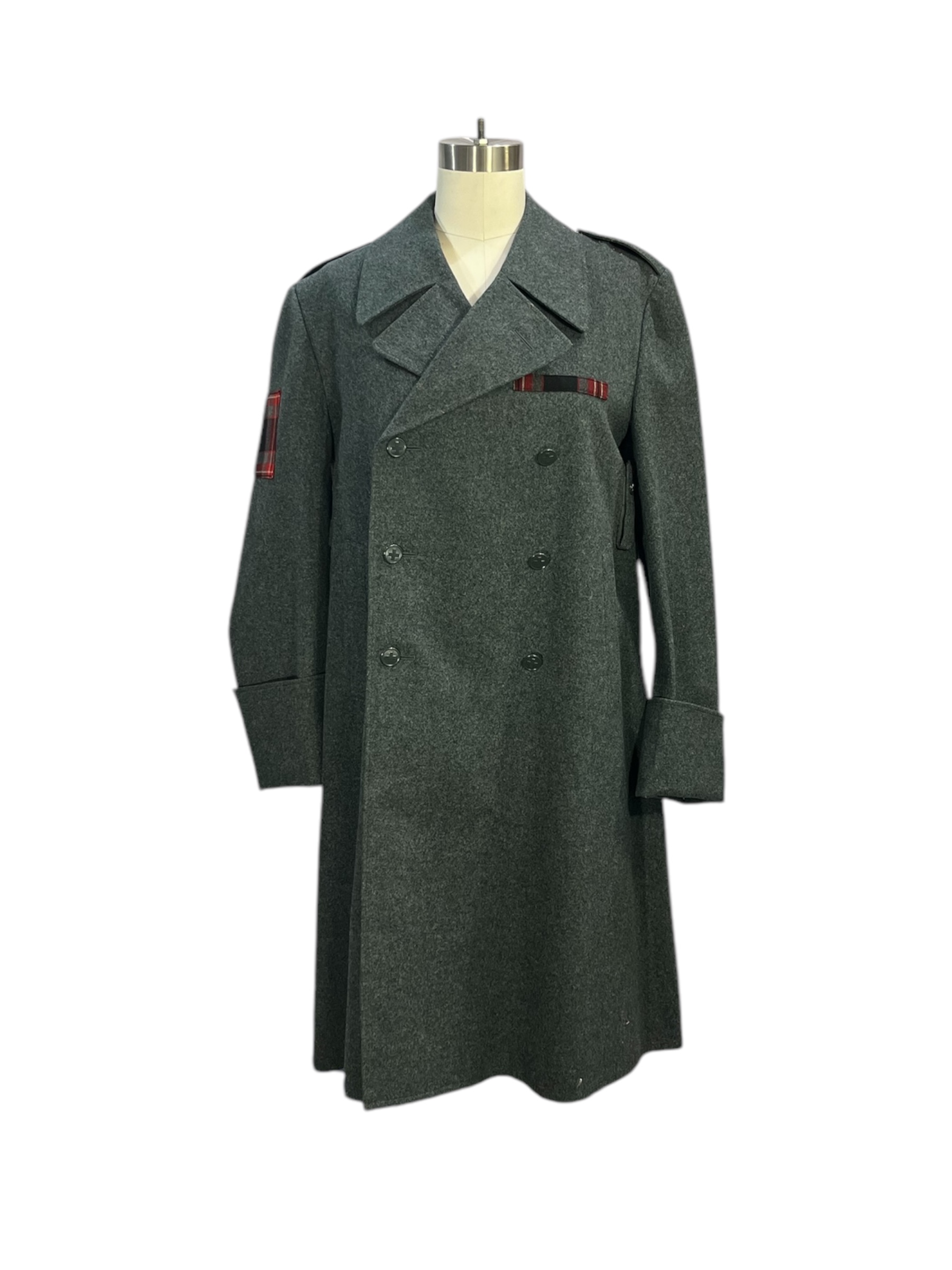 Long Wool Overcoat With Patches -Rental