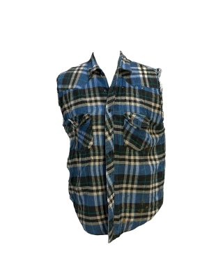 Blue Sleeveless Plaid Flannel -Rental