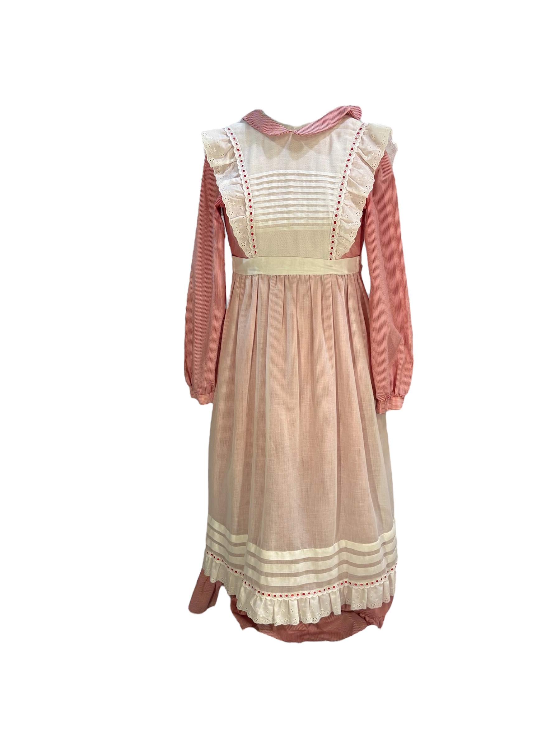 Red Stripe Dress with Pinafore -Rental