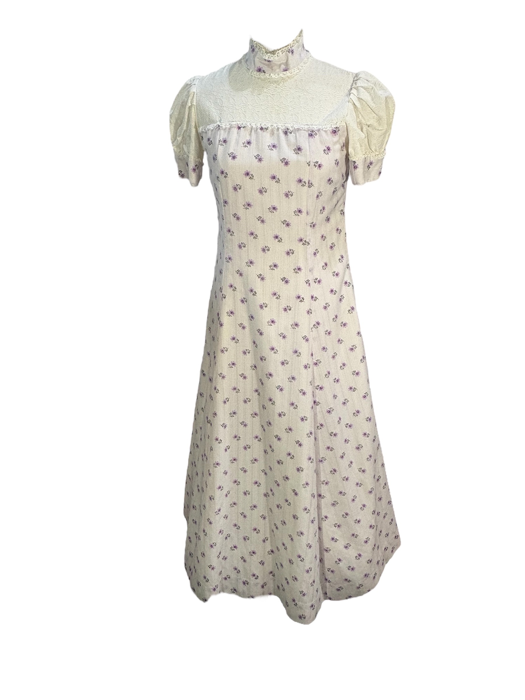 White Dress with Purple Flowers -Rental