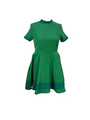 Green Short Sleeve Dress with Green Trim -Rental