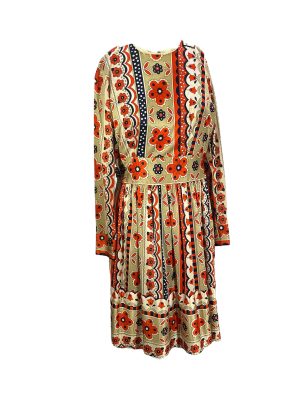 Blue/Red/Gold Long Sleeve Dress -Rental