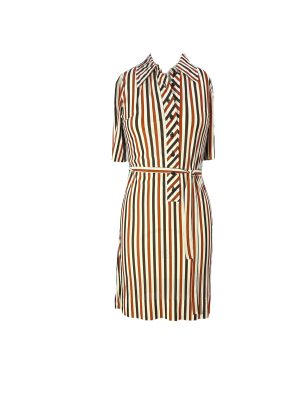 Brown & Orange Striped Dress -Rental