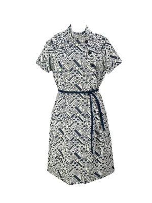 Short Sleeve Navy & White Dress -Rental